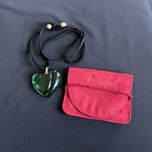 Baccarat Green Crystal Heart Necklace With Pouch